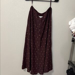 Rena Rowan Dark Brown Midi Skirt with Gold Accents